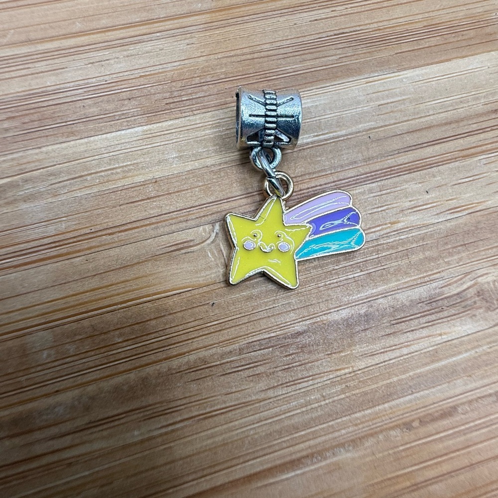 Yellow Star Charm with Wings for bracelet or necklace‎